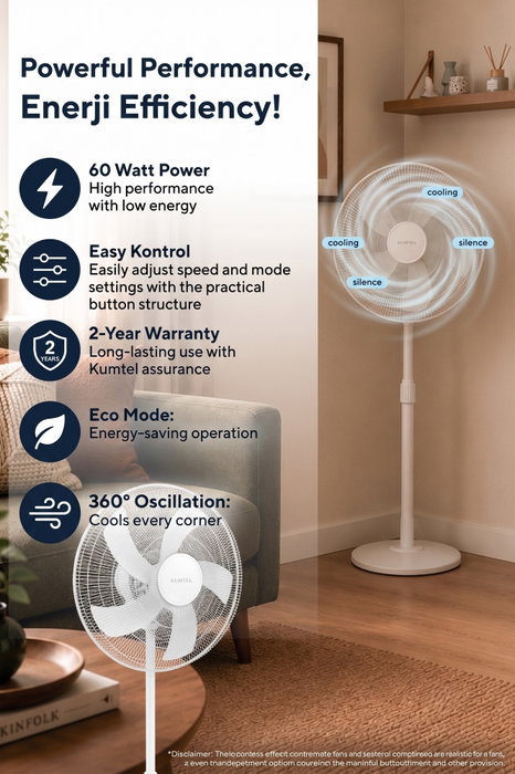 Kumtel KTF-350 Ventilador con Altura Ajustable Blanco Kumtel KTF-350 Ventilador con Altura Ajustable Blanco